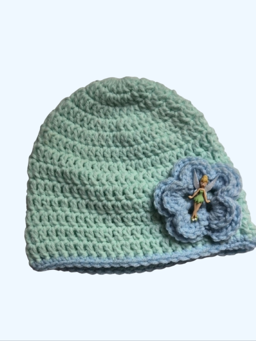 Handmade Crocheted Tinker Bell Skirt And Beanie Set-Photo Prop-Size 0-3M - Picture 2 of 8